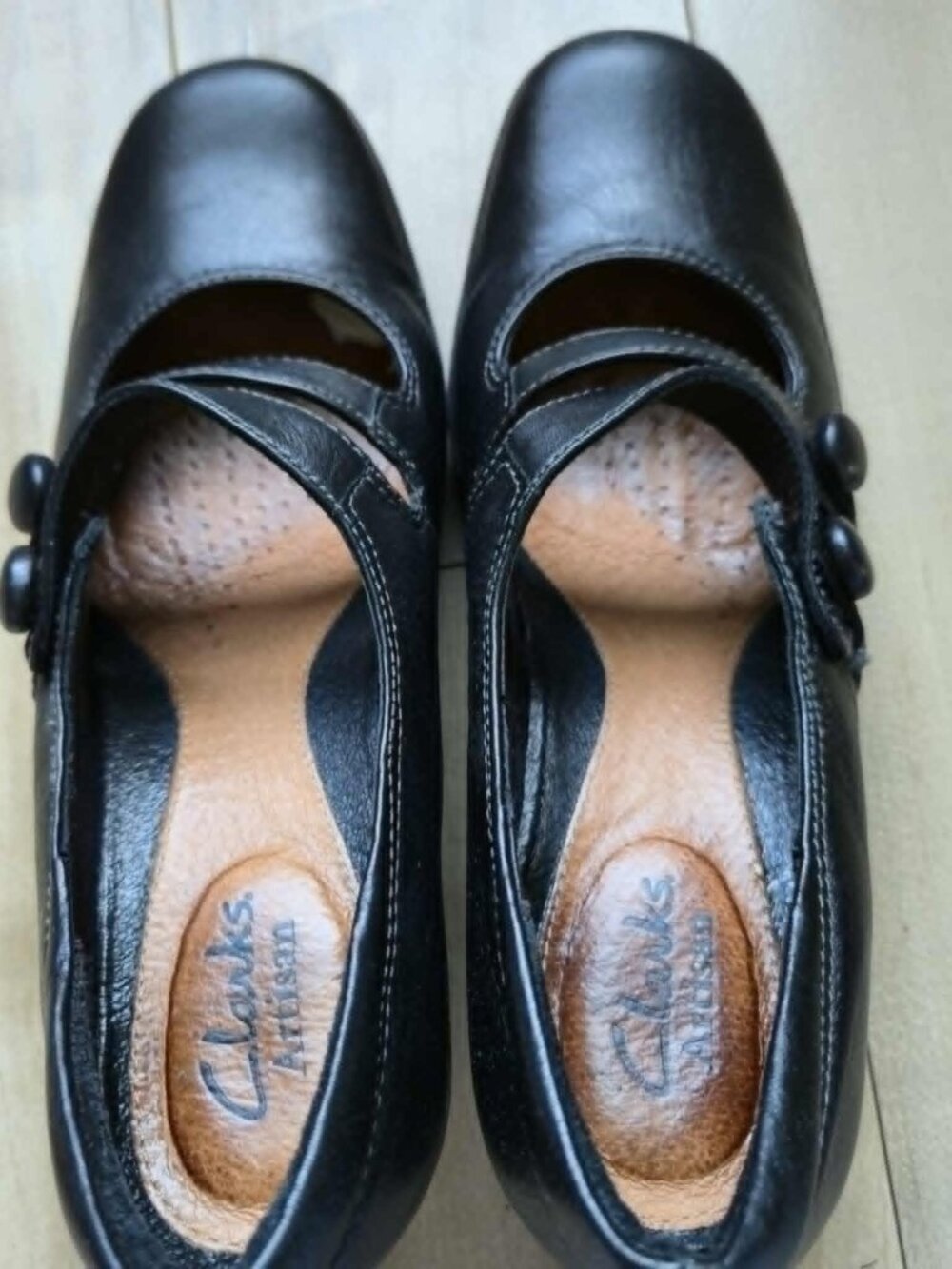 Clarks Artisan Levee Bank Black Leather Mary Jane Heels Womens Size 6M NIB - Picture 5 of 9